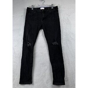 Asos Design Super Skinny Jeans Womens Size W34X30L Distressed Mid Rise Black